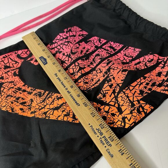 Nike Swoosh Cinch Pack Drawstring Bag Zipper Pocket Hot Pink Orange Sports Gym - Picture 9 of 13